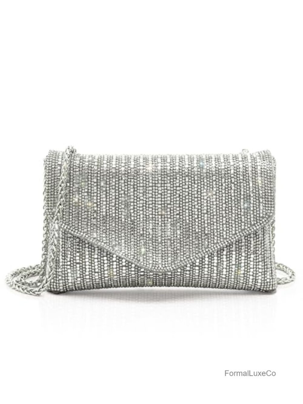 Rhinestone Envelope Clutch Convertible Chain Evening Bag for Wedding Prom